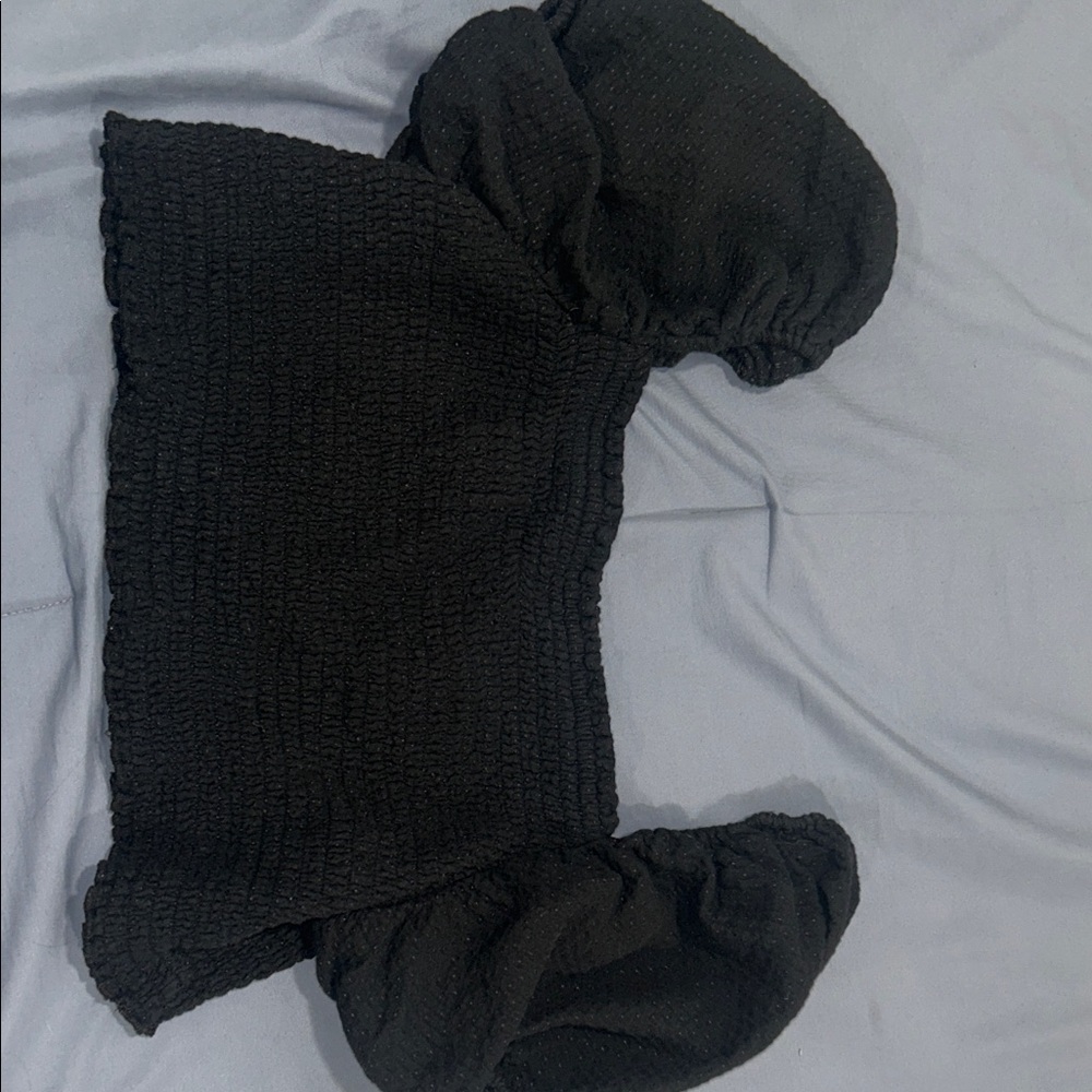 Wild Fable Black Puff Sleeve Crop Top